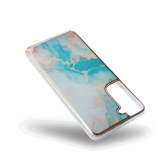 Samsung S24 - Marmer Back Cover - Aqua