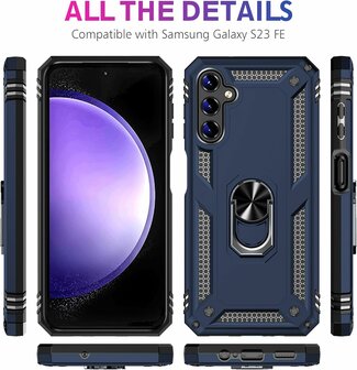 Samsung S23 FE Blauw - Armor met Kickstand Ring