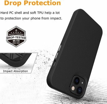 iPhone 15 Zwart - Anti Slip Matte Armor