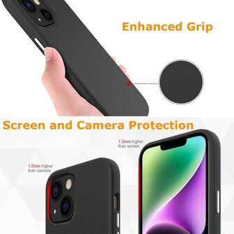 iPhone 15 Zwart - Anti Slip Matte Armor