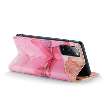 Samsung S20 FE Pink Rhodonite - Marmer Book Case