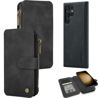 Samsung S24 Ultra Charcoal Gray - 2 in 1 Book Case met Rits