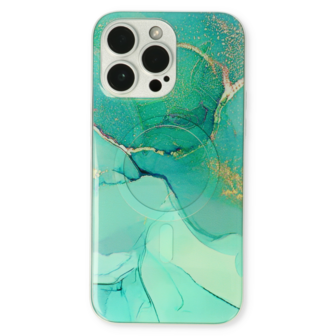 iPhone 14 Pro Blauw - MagSafe TPU Marmer