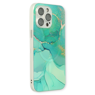 iPhone 14 Pro Blauw - MagSafe TPU Marmer