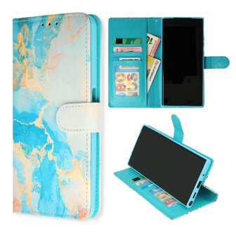 Samsung S24 Ultra Marmer Aqua - Book Case