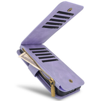 iPhone 15 Plus - Bright Lila - 2 in 1 Rits Book Case