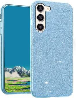 Samsung S24 - Glitter Back Cover - Blauw