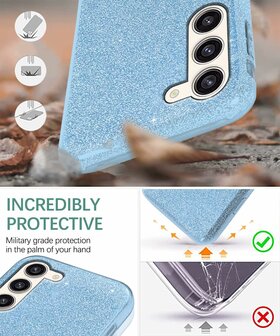 Samsung S24 - Glitter Back Cover - Blauw