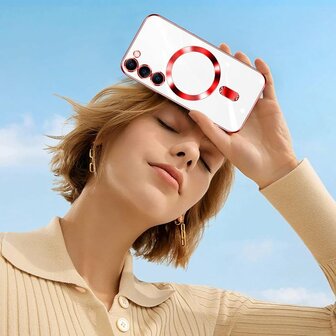 Samsung S24 Rood - TPU Back Cover - Geschikt voor Magsafe