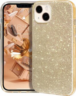 iPhone 15 - Glitter Back Cover - Goud