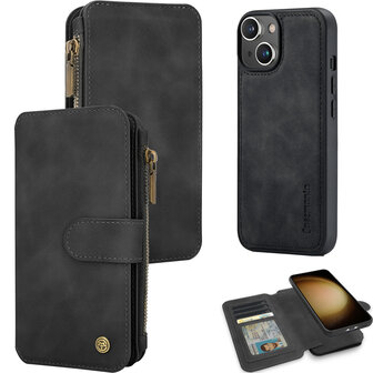 iPhone 15 Plus - Charcoal Gray - 2 in 1 Rits Book Case