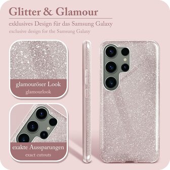 Samsung S24 Ultra - Glitter Back Cover - Roze