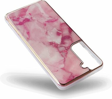 Samsung S23 Plus - Marmer Back Cover - Roze