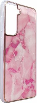 Samsung S23 Plus - Marmer Back Cover - Roze