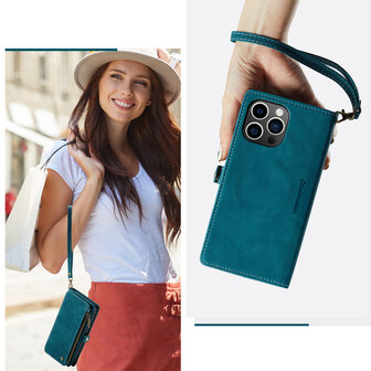iPhone 15 Plus Emerald Green - MagSafe Book Case met Rits