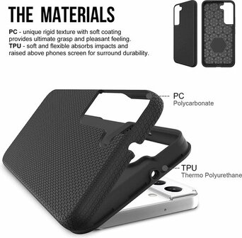 Samsung S22 Plus Zwart - Anti Slip Matte Armor