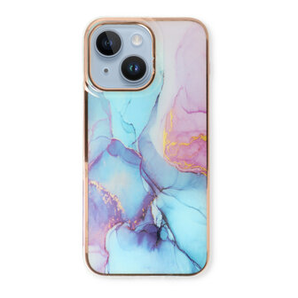 iPhone 15 Plus - Marmer Back Cover - Blauw