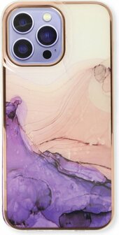 iPhone 14 Pro - Marmer Back Cover - Paars