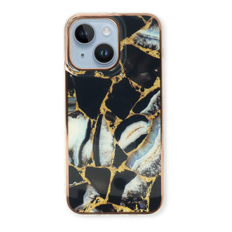 iPhone 15 Plus - Marmer Back Cover - Zwart
