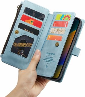 iPhone 14 Pro Aqua Blue - Book Case met Rits