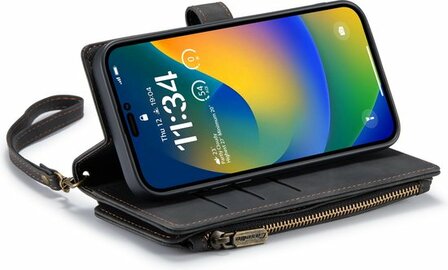 iPhone 14 Pro Charcoal Gray- Book Case met Rits