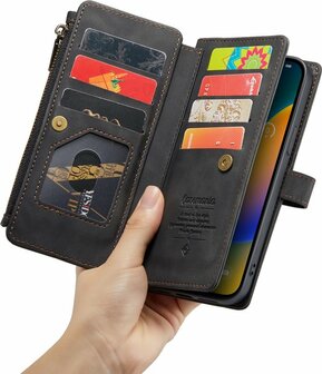 iPhone 14 Pro Charcoal Gray- Book Case met Rits