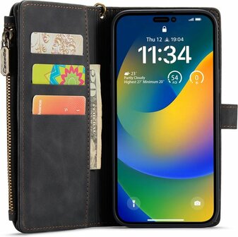 iPhone 14 Pro Charcoal Gray- Book Case met Rits