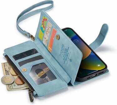 iPhone 14 Plus Aqua Blue - Book Case met Rits