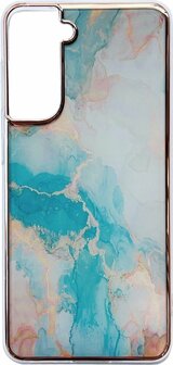 Samsung S21 FE - Marmer Back Cover - Aqua