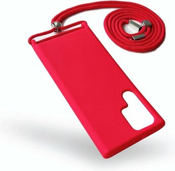 Samsung S22 Ultra Rood - TPU Back Cover met Koord