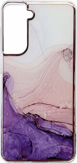 Samsung S22 - Marmer Back Cover - Paars
