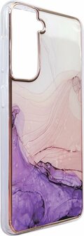 Samsung S22 - Marmer Back Cover - Paars