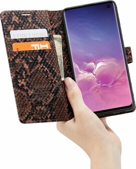 Samsung S10 Bruin - Slangen Book Case