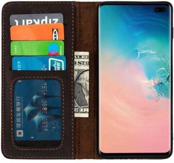 Samsung S10 Plus Donker Bruin - Lederen Book Case