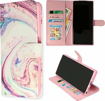 Samsung S21 FE met Marmer Twist Print - Book Case