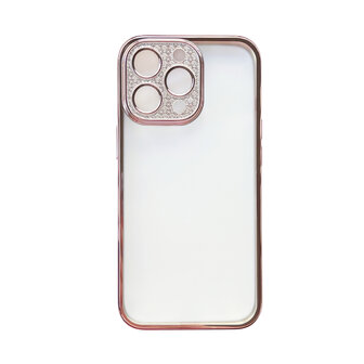 iPhone 12 - Glitter Cam Back Cover - Roze