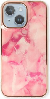 iPhone 14 Plus - Marmer Back Cover - Roze