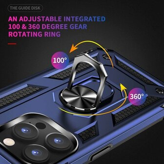 iPhone 14 Pro Blauw - Armor met Kickstand Ring