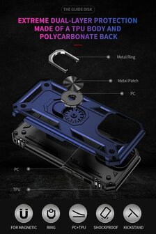 iPhone 14 Pro Blauw - Armor met Kickstand Ring