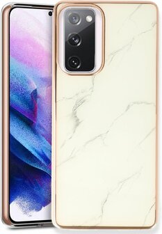 Samsung S20 FE - Marmer Back Cover - Wit