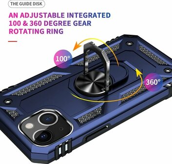 iPhone 14 Plus Blauw - Armor met Kickstand Ring