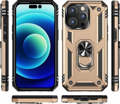 iPhone 14 Pro Goud - Armor met Kickstand Ring