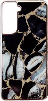 Samsung S22 Plus - Marmer Back Cover - Zwart