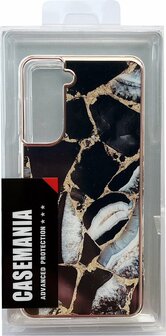 Samsung S22 Plus - Marmer Back Cover - Zwart