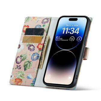 iPhone 14 Pro met Bloemen Print - Book Case