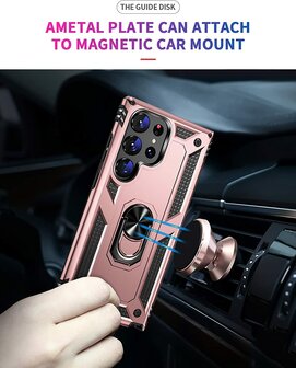 Samsung S23 Ultra Rosegoud - Armor met Kickstand Ring