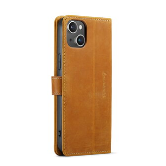 iPhone 14 Plus Bruin - Lederen Book Case
