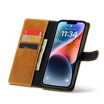 iPhone 14 Plus Bruin - Lederen Book Case