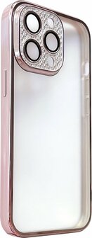 iPhone 14 Pro - Glitter Cam Back Cover - Rosegoud