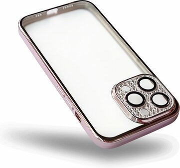 iPhone 14 Pro - Glitter Cam Back Cover - Rosegoud